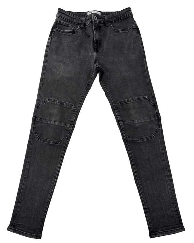 ZARA Slim Fit Washed Black Seam Detail Denim Jeans
