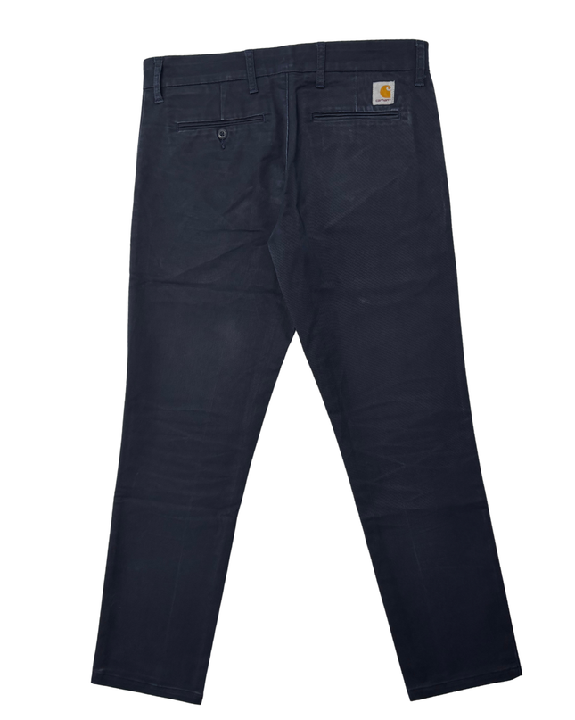 Carhartt WIP Sid Navy Blue Slim Fit Chino Pants - L | Waist: 34"