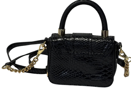 Roccobarocco Black Snakeskin-Embossed Mini Top-Handle Bag