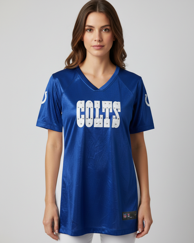 NFL Team Apparel Blue Indianapolis Colts Rhinestone Mesh Jersey