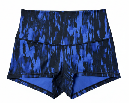 Lululemon Blue and Black Patterned High-Waisted Athletic Sports Shorts
