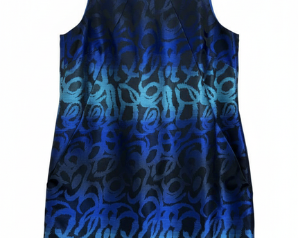 Michael Kors Blue Abstract Ombre Brocade Shift Dress
