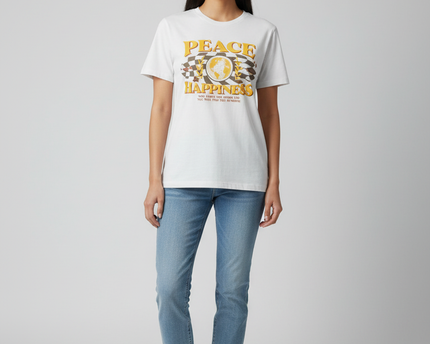 Koton White Peace & Happiness Graphic Tee