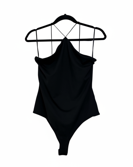 H&M Black Halter Neck Criss Cross Back Strappy Thong Bodysuit