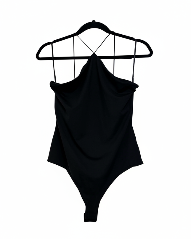 H&M Black Halter Neck Criss Cross Back Strappy Thong Bodysuit