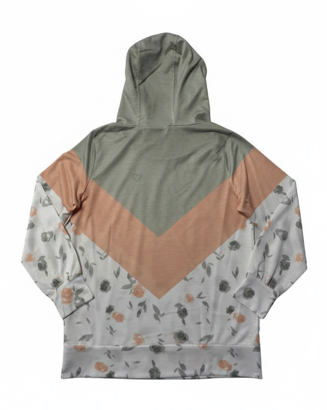 MISSLOOK Multi-color Floral Colorblock Hoodie