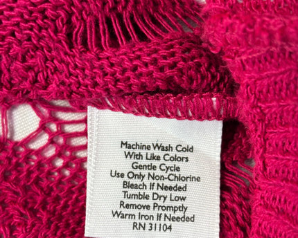 Kim Rogers Petite Fuchsia Pink Short Sleeve Pointelle Knit Cardigan