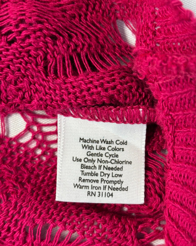 Kim Rogers Petite Fuchsia Pink Short Sleeve Pointelle Knit Cardigan
