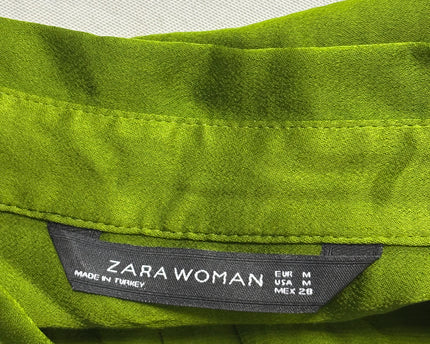 Zara Lime Green Viscose Button-Down Shirt
