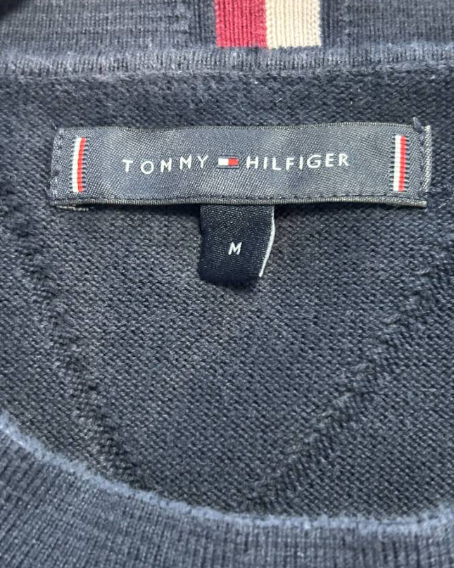 Tommy Hilfiger Navy Blue Striped Crewneck Sweater