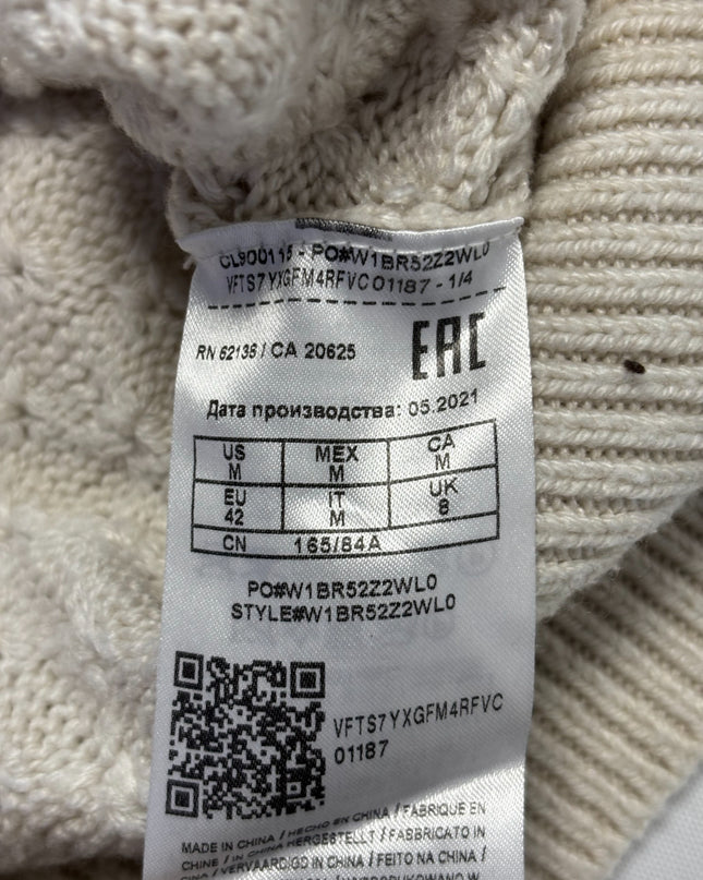 Guess Beige Cable Knit Alpaca Blend Cropped Sweater