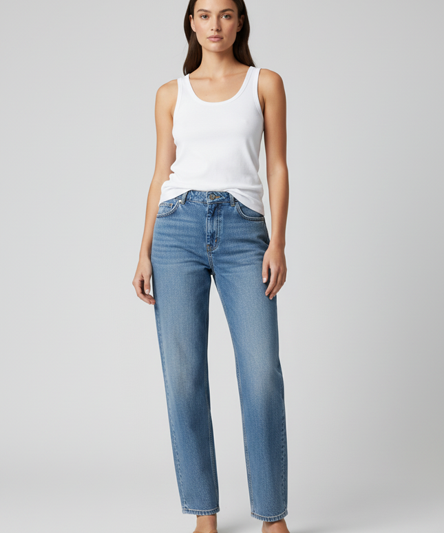 Whistles Mid-Wash Blue Straight Leg Denim Jeans