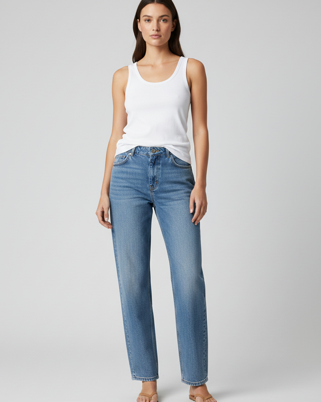 Whistles Mid-Wash Blue Straight Leg Denim Jeans