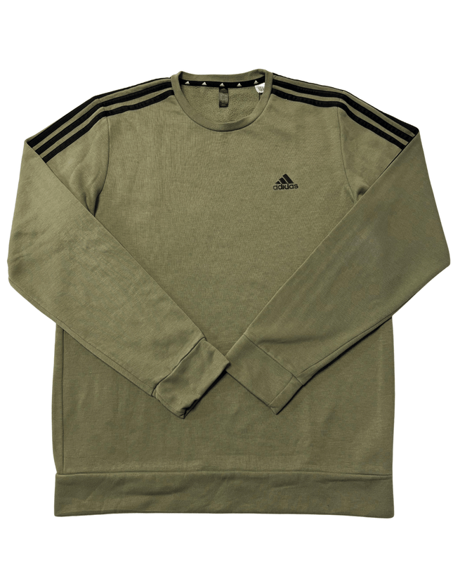 Adidas Olive Green 3-Stripes Crewneck Sweatshirt