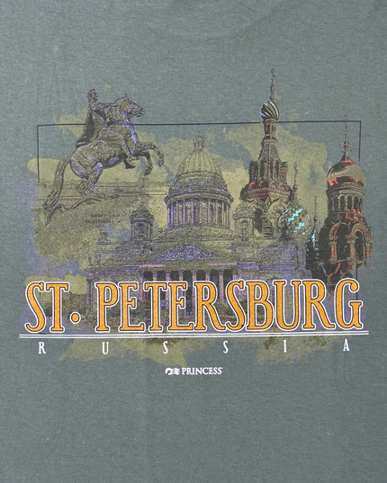 Gildan St. Petersburg Russia Souvenir Green Graphic T-Shirt - XL