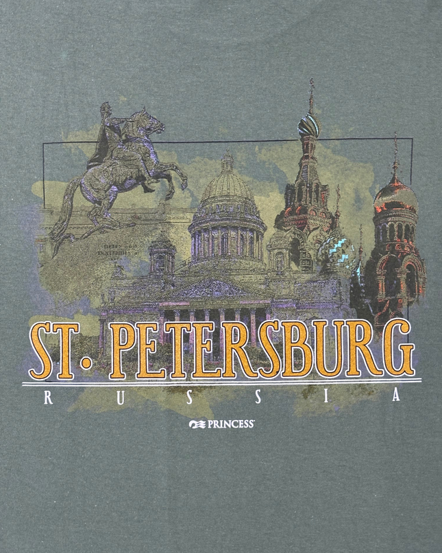 Gildan St. Petersburg Russia Souvenir Green Graphic T-Shirt - XL