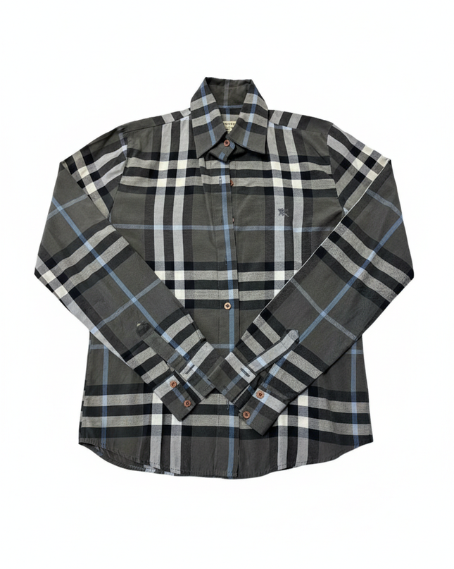 Burberry Grey Nova Check Long Sleeve Button-Down Shirt