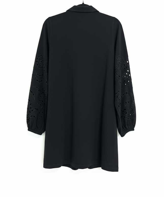 Asos Design Black Embroidered Sleeve Shirt Dress