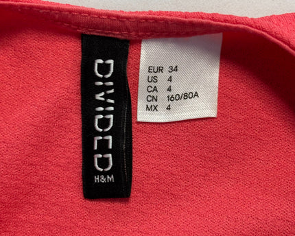 H&M Divided Coral Sleeveless Textured Fit and Flare Mini Dress