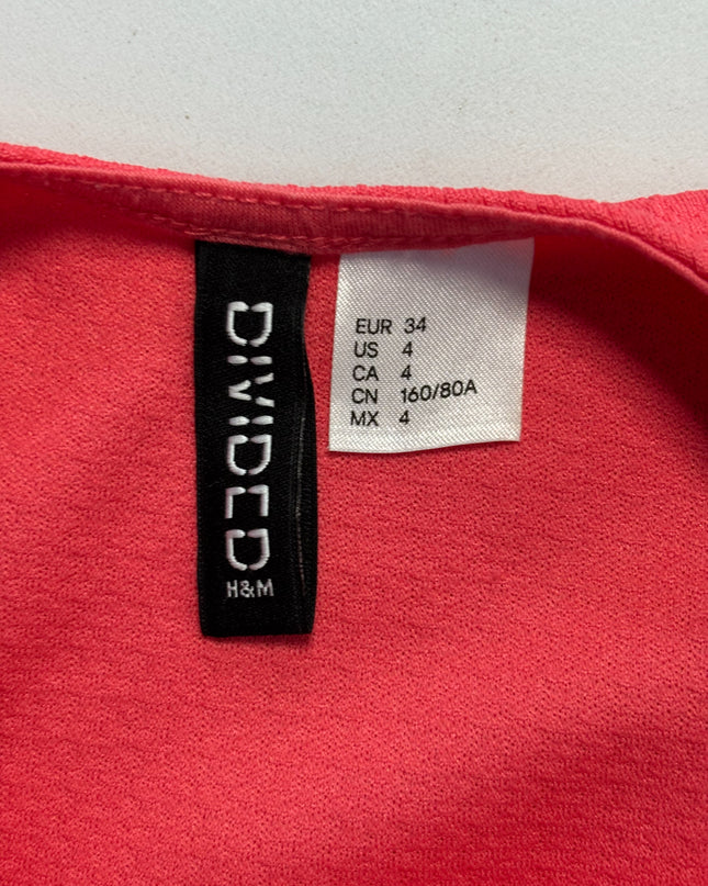 H&M Divided Coral Sleeveless Textured Fit and Flare Mini Dress