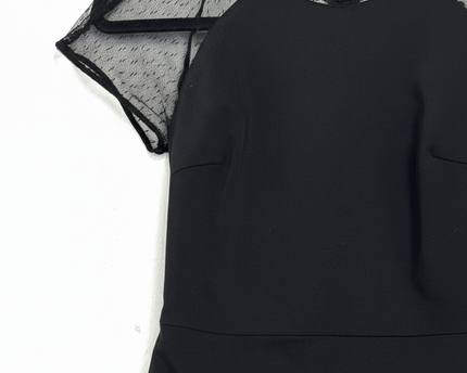 Zara Black Mesh Polka Dot Cap Sleeve Mini Dress