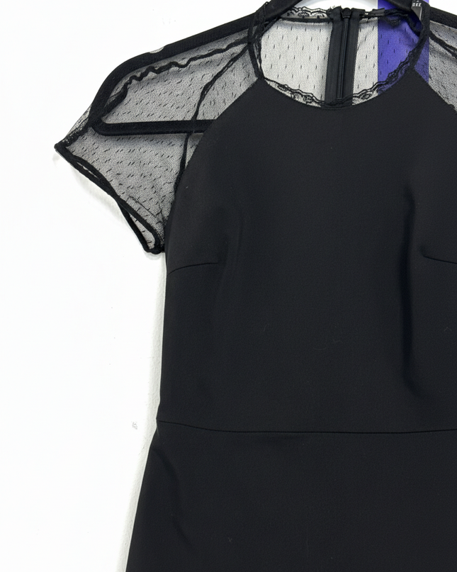 Zara Black Mesh Polka Dot Cap Sleeve Mini Dress