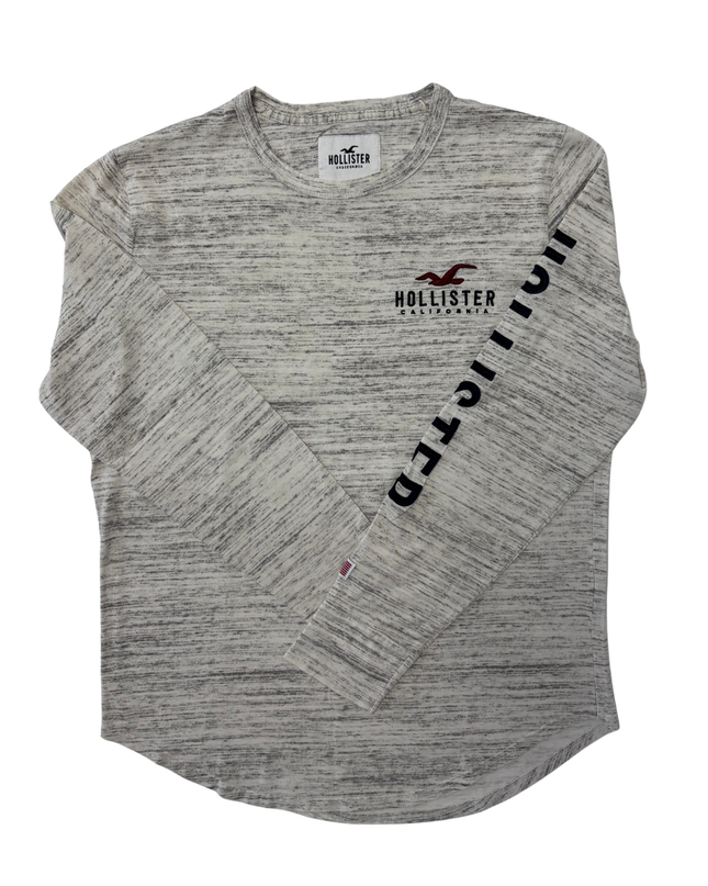 Hollister California Heather Gray Logo Long Sleeve T-Shirt - L