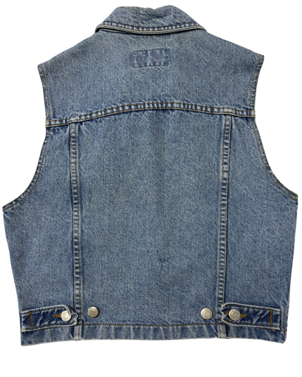 Cotton Ginny 90s Cropped Trucker Style Medium Wash Denim Vest