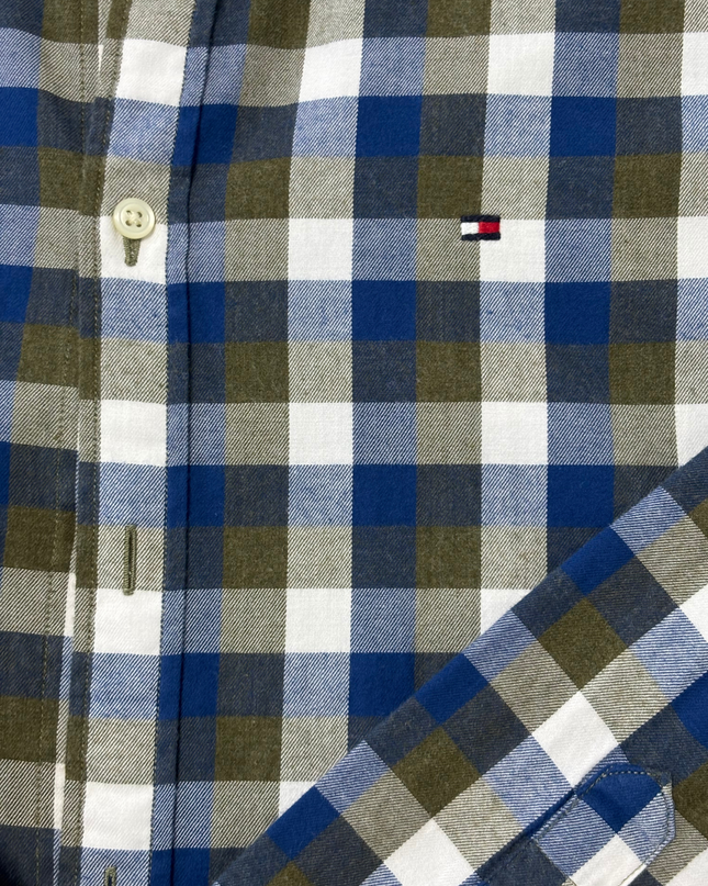 Tommy Hilfiger New York Fit Blue & Olive Checkered Shirt