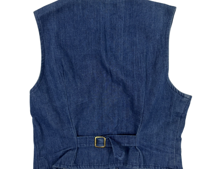 Vintage Denim Button-Up Utility With Zipper Pockets Vest  - XS
