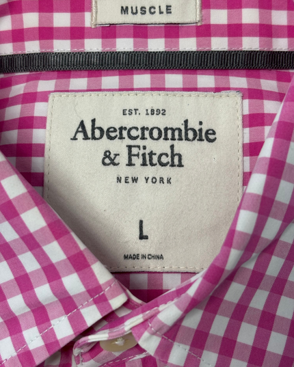 Abercrombie & Fitch Muscle Fit Pink Gingham Shirt - M