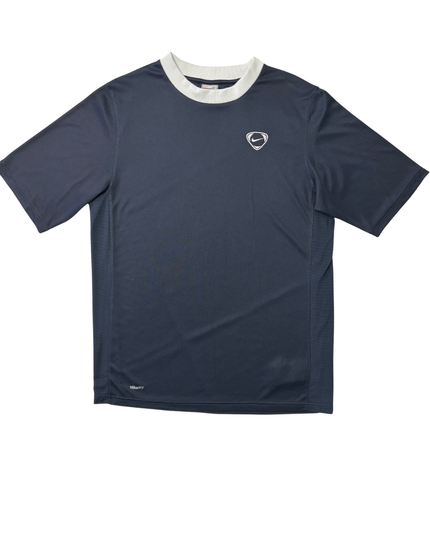 Vintage Nike FitDry Navy Blue & White Collar Performance Training T-Shirt