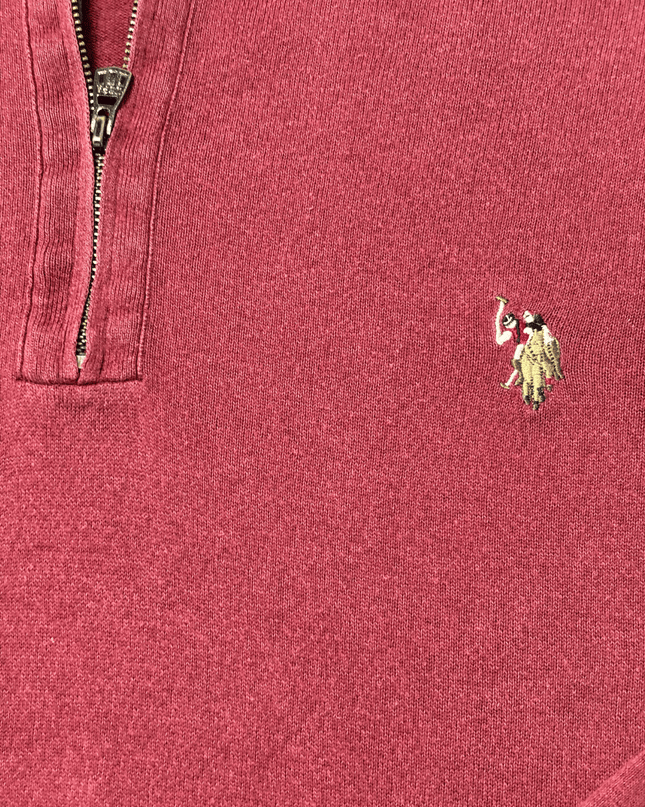 U.S. Polo Assn. Quarter-Zip Maroon Knit Pullover Sweater