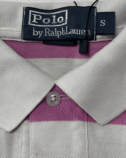 Ralph Lauren Pink & White Striped Pique Polo Shirt