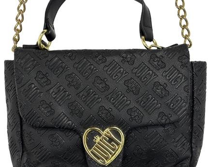 Juicy Couture Y2K Black Embossed Monogram Mini Satchel Bag