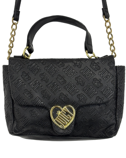 Juicy Couture Y2K Black Embossed Monogram Mini Satchel Bag