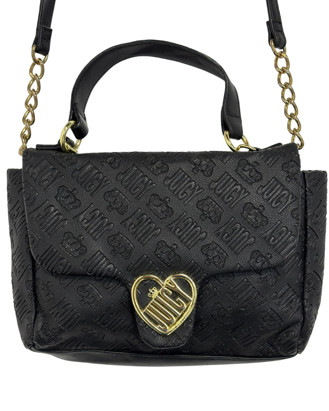 Juicy Couture Y2K Black Embossed Monogram Mini Satchel Bag