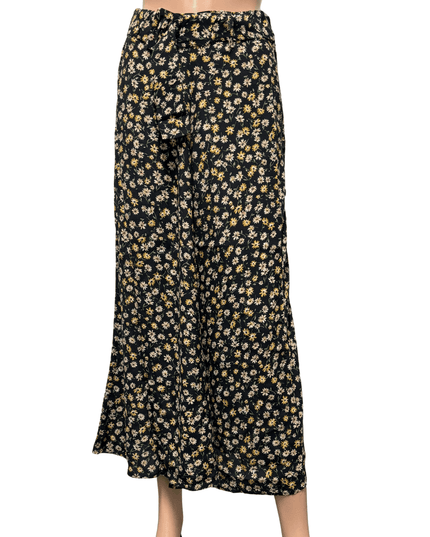 Zara Black Ditsy Floral High-Waist Culotte Pants