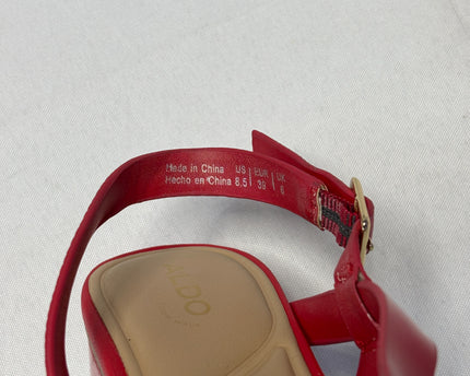 Aldo Red Lilian Strappy Square Toe Low Heel Sandals | With Box