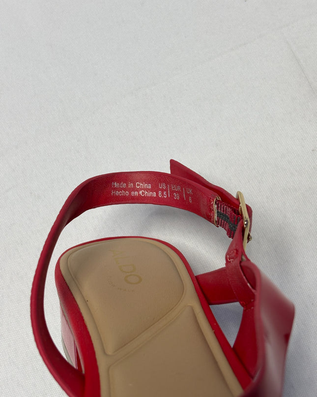 Aldo Red Lilian Strappy Square Toe Low Heel Sandals | With Box