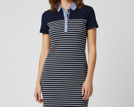 Tommy Hilfiger Navy Blue/White Striped Polo Dress