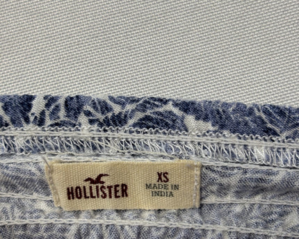 Hollister Blue Leaf Print Tie-Front Crop Top