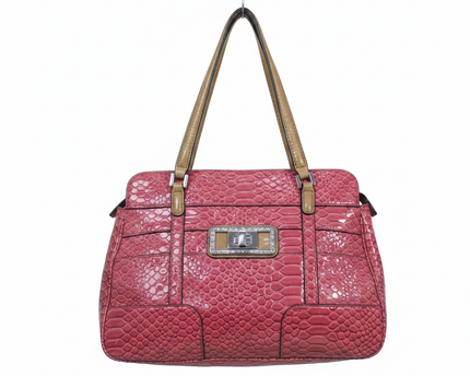 GUESS Pink Snakeskin-Embossed Satchel Bag