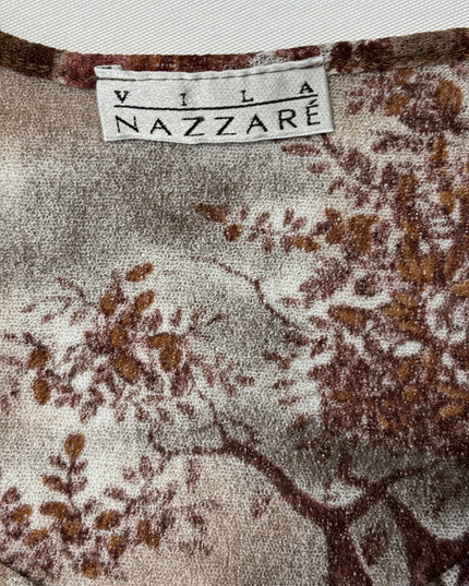 Vila Nazzaré Scenic Baroque Pastoral Print Brown Fitted Top