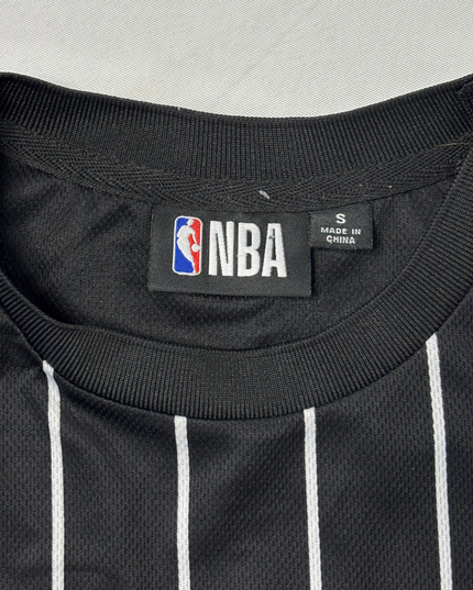NBA Chicago Bulls Black Pinstripe Graphic Basketball T-Shirt