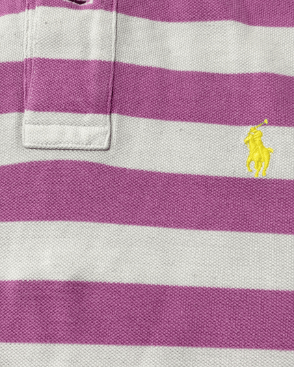 Ralph Lauren Pink & White Striped Pique Polo Shirt