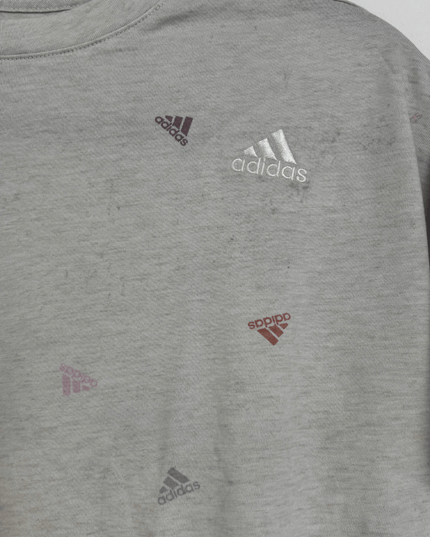 Adidas Loose Fit Multi-Logo Light Grey T-Shirt