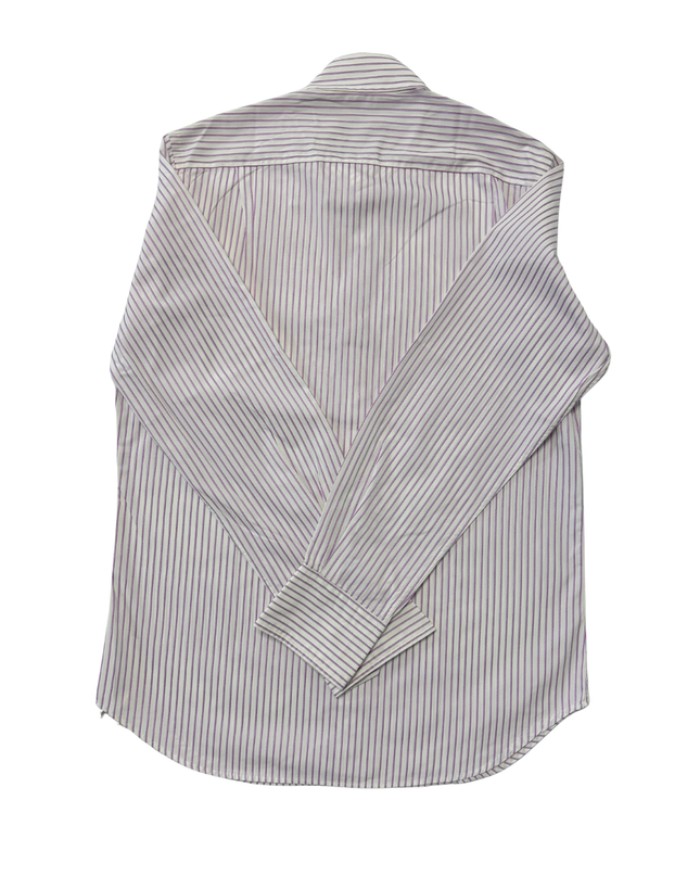 Massimo Dutti Collezioni Purple & White Striped Formal Shirt - M