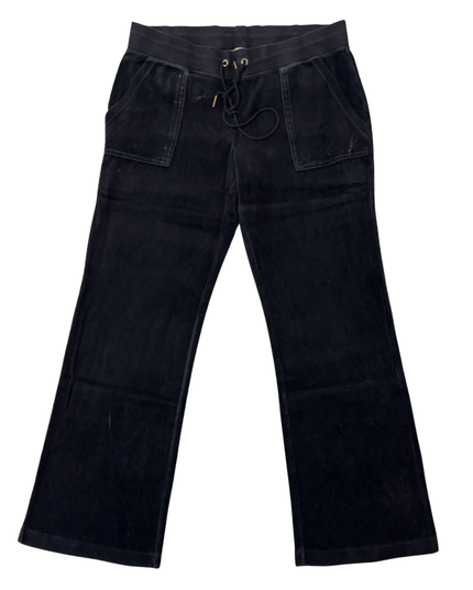 Juicy Couture Classic Black Velour Flare Lounge Pants - L | Waist: 31"