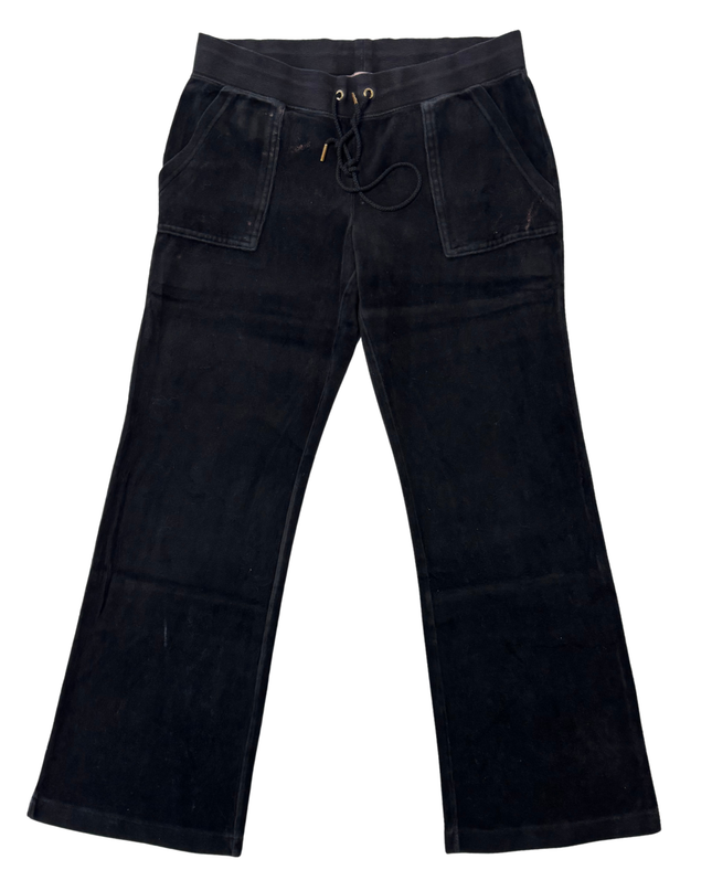Juicy Couture Classic Black Velour Flare Lounge Pants - L | Waist: 31"